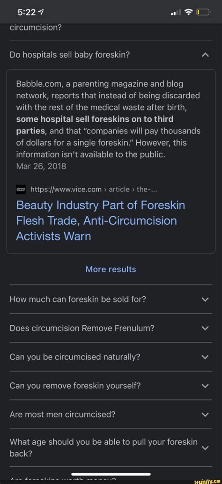 Are baby foreskins sold?