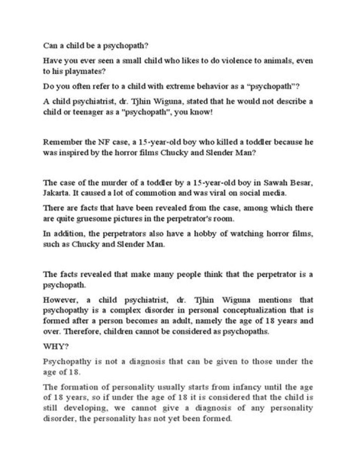 Can a child be a psychopath?