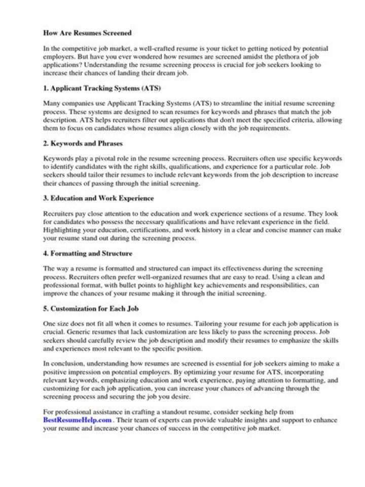 How are resumes screened?