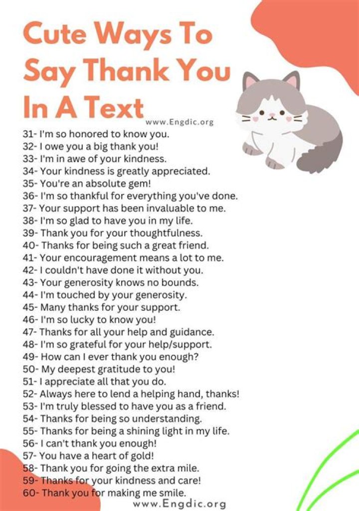 How do you text thank you in a cute way?