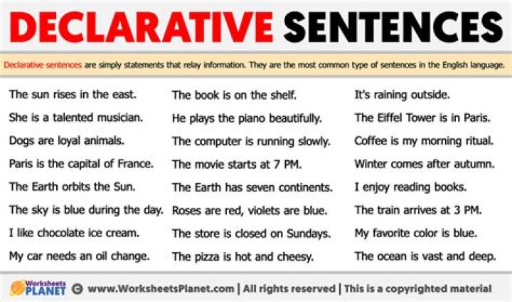 What are 5 examples of declarative sentences?