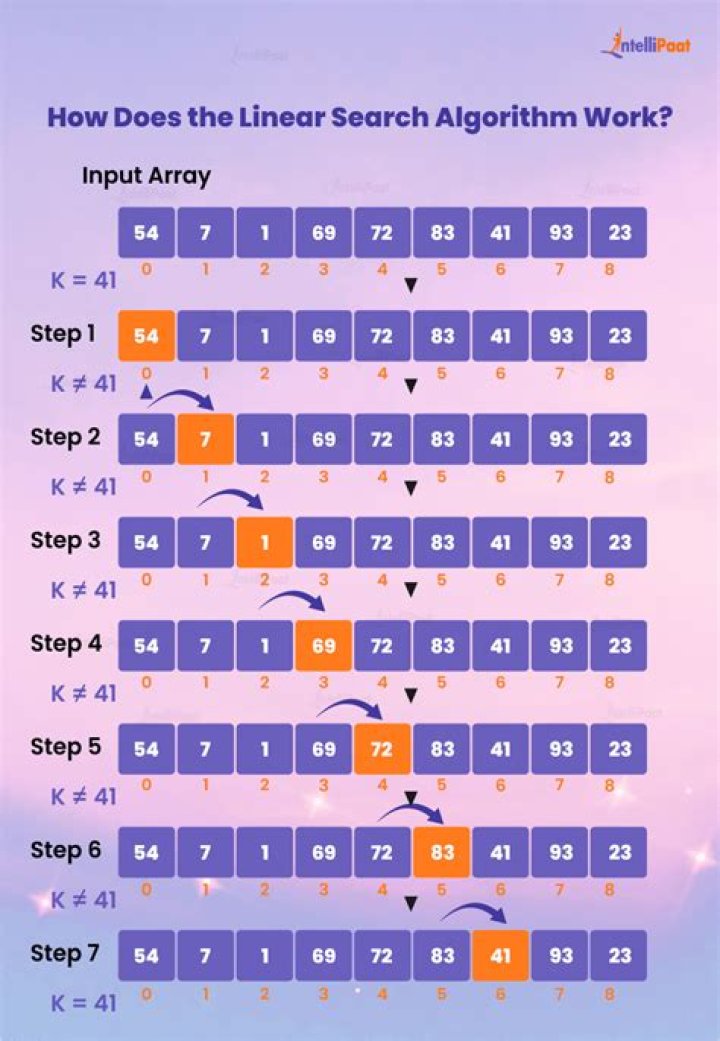 What are the four steps of a linear search algorithm?