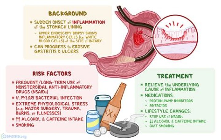 What are the symptoms of a damaged stomach lining?