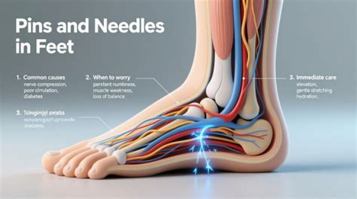 What does pins and needles in one foot mean?