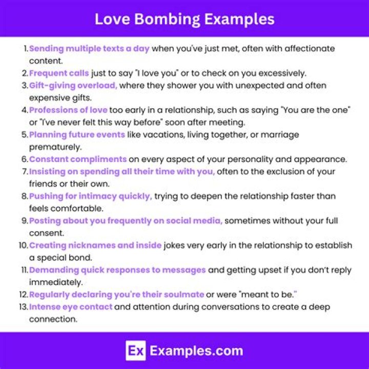 What is love bombing examples?