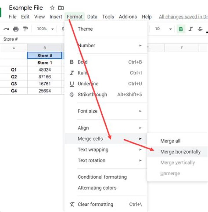 What is the shortcut to merge cells in Google Docs?