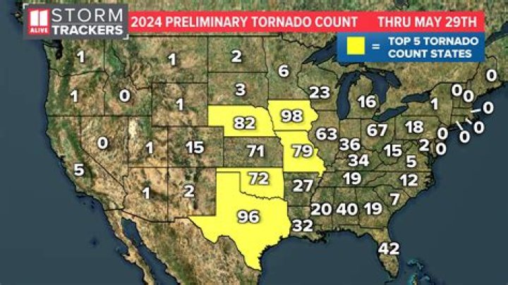 What state has the least tornadoes per year?