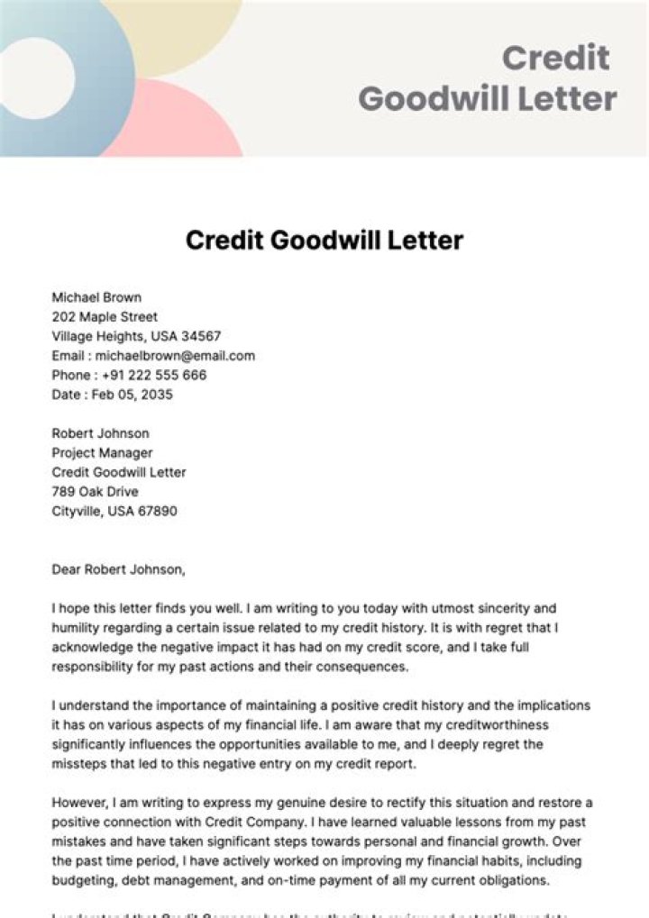 Where do I send my goodwill letter to creditors?