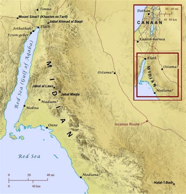Where is the land of Midian today?