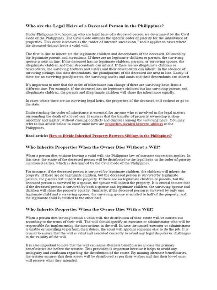 Who are the legal heirs of a deceased person?