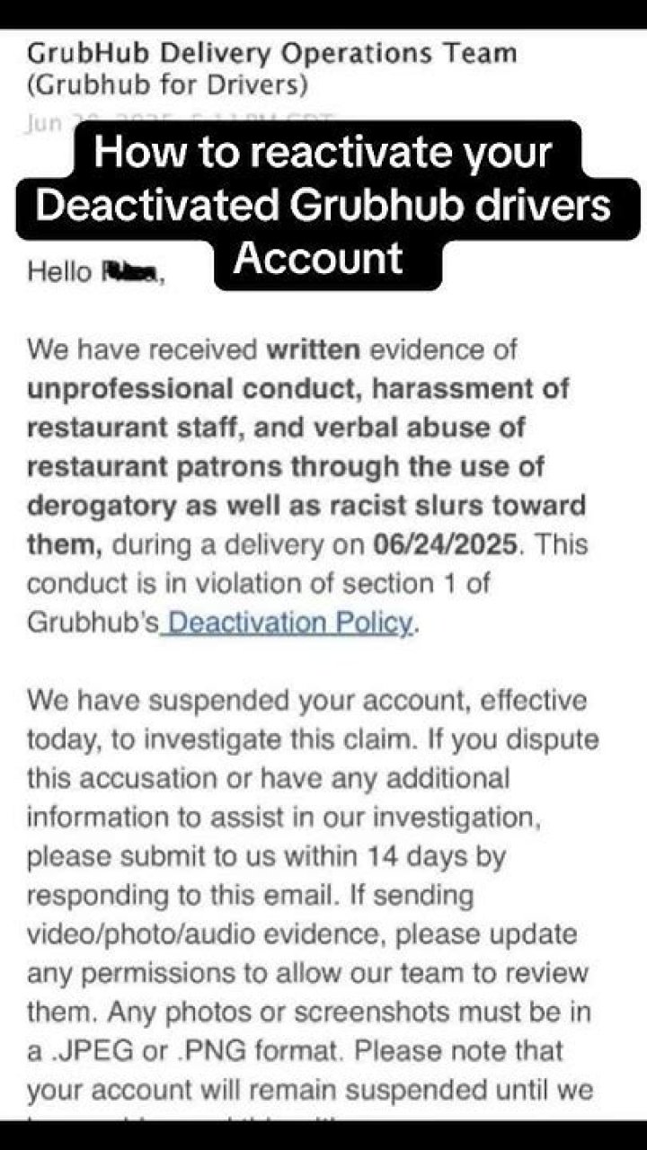 Will Grubhub deactivate you for dropping blocks?